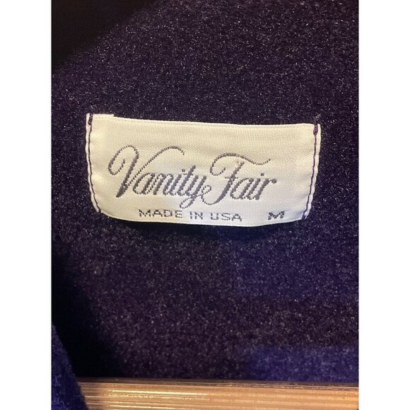 Vintage Vanity Fair Purple Full Zip Full Length Robe Gold Detail Sz M - Picture 5 of 7